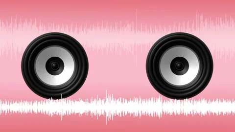 Animation of the work of audio speakers under the sound waves of music Stock Footage 144682781