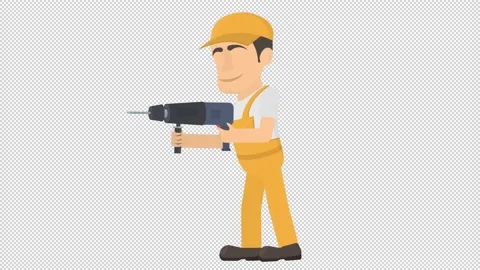 Animation of a worker with a screwdriver. Cartoon Video stock 150296380