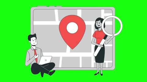 Animation of workers who are looking for a place using maps Stock Footage 292126503