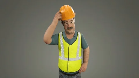 Animation of working man putting on helmet Stock Footage 106003328