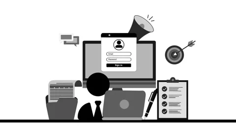 Animation Workspace with Computer and Office Supplies Stock Footage 317853803