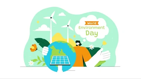 Animation of World Environment Day Vector Illustration Stock Footage 315740265
