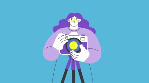 Animation of a world globe transitioning into a camera held by a young fema.. Video stock 338365669