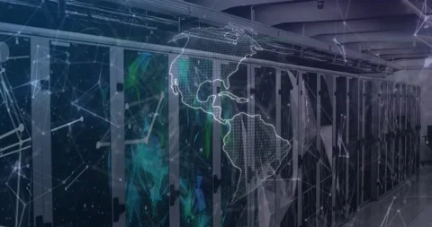 Animation of world map and connections o... | Stock Video | Pond5