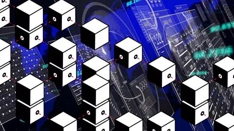 Animation of world map and cubes over data processing Stock Footage 329516641