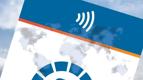 Animation of world map and data over screen with touch pay and wifi icon Vidéo 162980325