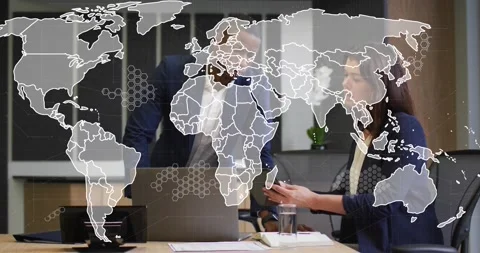 Animation of world map and data processi... | Stock Video | Pond5