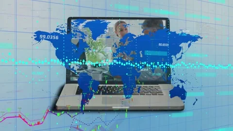 Animation of world map and data processi... | Stock Video | Pond5