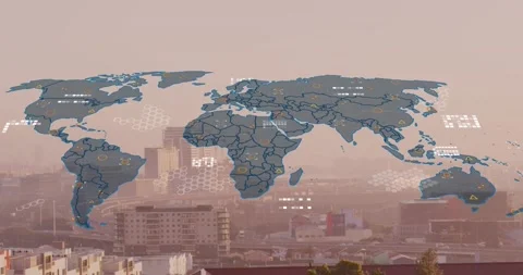 Animation of world map and data processi... | Stock Video | Pond5