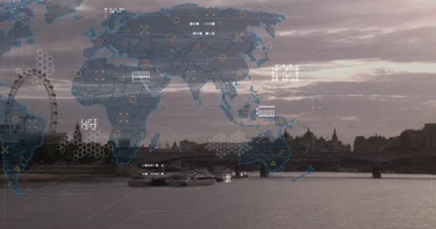 Animation of world map and data processi... | Stock Video | Pond5