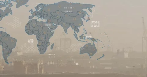 Animation of world map and data processi... | Stock Video | Pond5