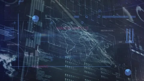 Animation of world map and data processi... | Stock Video | Pond5