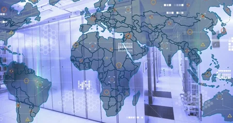 Animation of world map and data processi... | Stock Video | Pond5