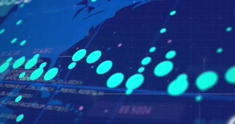 Animation of world map and data processing against blue background Stock-Footage 327713322