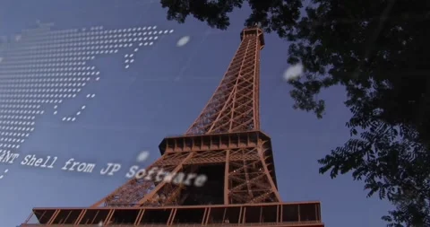 Animation of world map and data processing over paris cityscape Stock Footage 330055175
