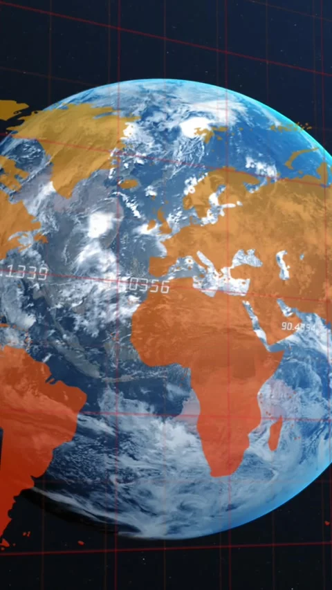 Animation of world map and data processing over globe Stock Footage 342034107