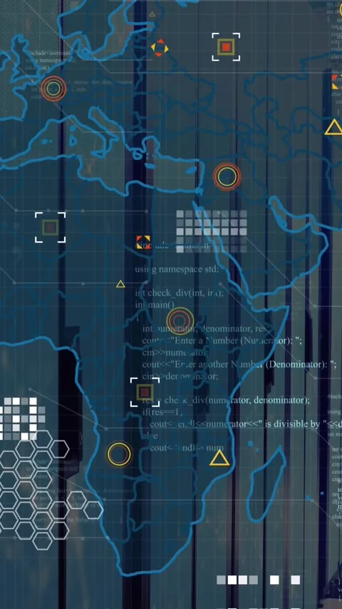 Animation of world map and data processing against computer server room Stock Footage 344678792