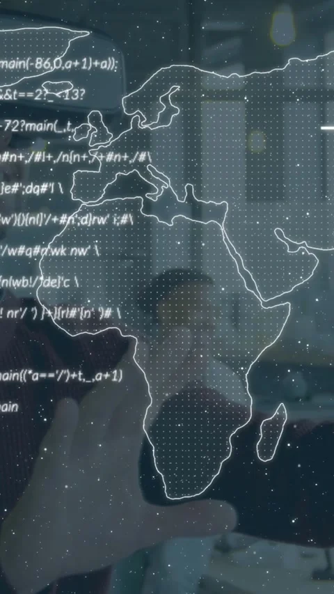 Animation of world map and data processing over caucasian man wearing vr headset Stock Footage 344745649