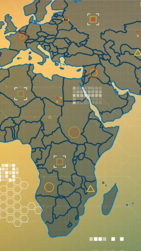 Animation of world map and data processing against yellow gradient background Stock Footage 344774829