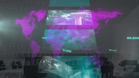 Animation of world map and digital scree... | Stock Video | Pond5