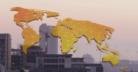 Animation of world map and digital data ... | Stock Video | Pond5