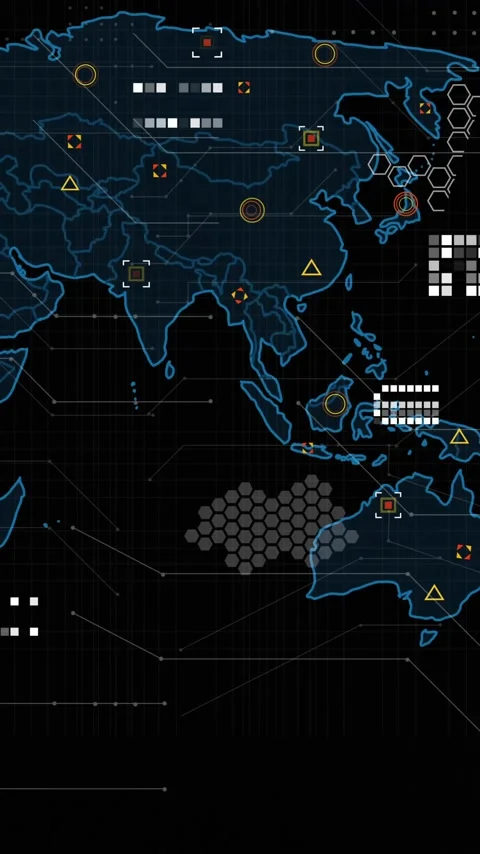 Animation of world map and digital data processing over computer servers Stock Footage 342953949