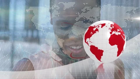 Animation of world map and globe over af... | Stock Video | Pond5