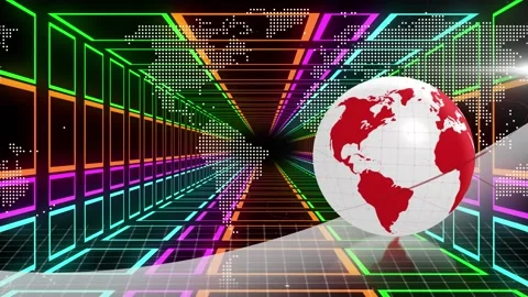 Animation of world map and globe over di... | Stock Video | Pond5