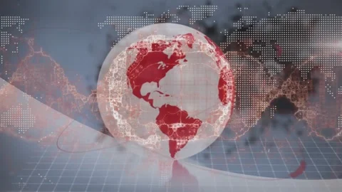 Animation of world map and globe over brain Stock Footage 330175121