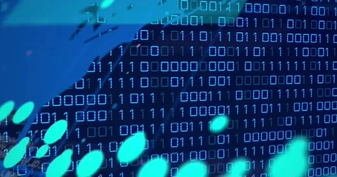 Animation of world map and graph over binary code Video stock 202315979