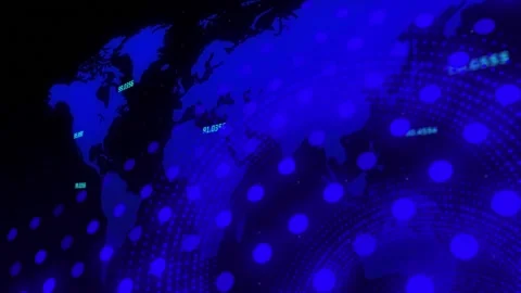 Animation of world map and numbers proce... | Stock Video | Pond5