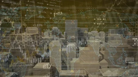 Animation of world map with data process... | Stock Video | Pond5