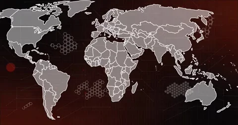 Animation of world map with data process... | Stock Video | Pond5