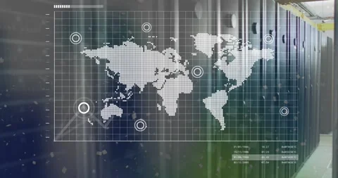 Animation of world map with data process... | Stock Video | Pond5
