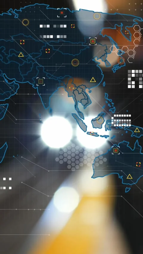 Animation of world map with data processing moving over underground train Stock Footage 341991357