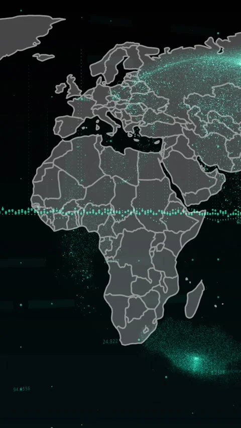 Animation of world map, graphs and globe on black background Stock Footage 342600050