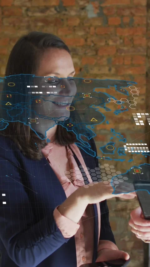 Animation of world map over african american businesswomen talking Stock Footage 342612456