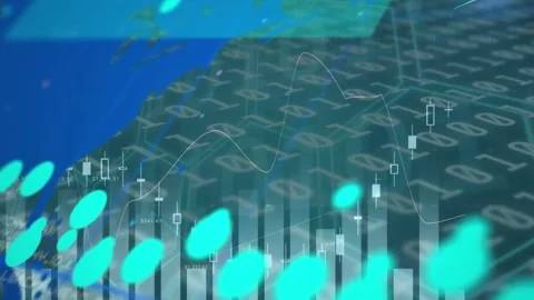 Animation of world map over data process... | Stock Video | Pond5