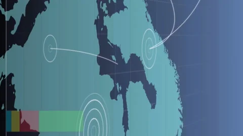 Animation of world map over data process... | Stock Video | Pond5