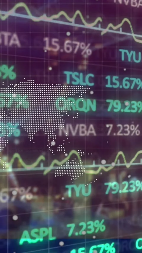 Animation of world map over data processing Stock Footage 344693096