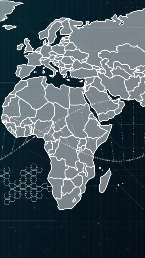 Animation of world map over dna strand on black background Stock Footage 320330444