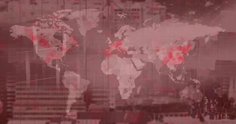 Animation of world map over grid network... | Stock Video | Pond5