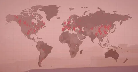 Animation of world map over grid network... | Stock Video | Pond5