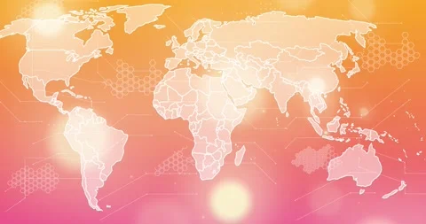 Animation of world map over light spots ... | Stock Video | Pond5