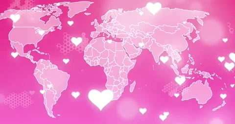 Animation of world map over pink backgro... | Stock Video | Pond5