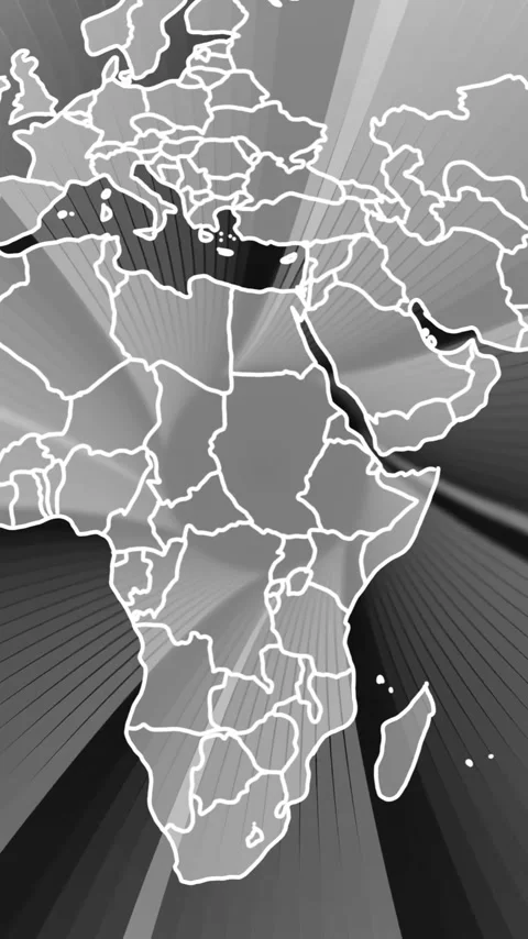 Animation of world map over spinning grey stripes background Stock Footage 341659816