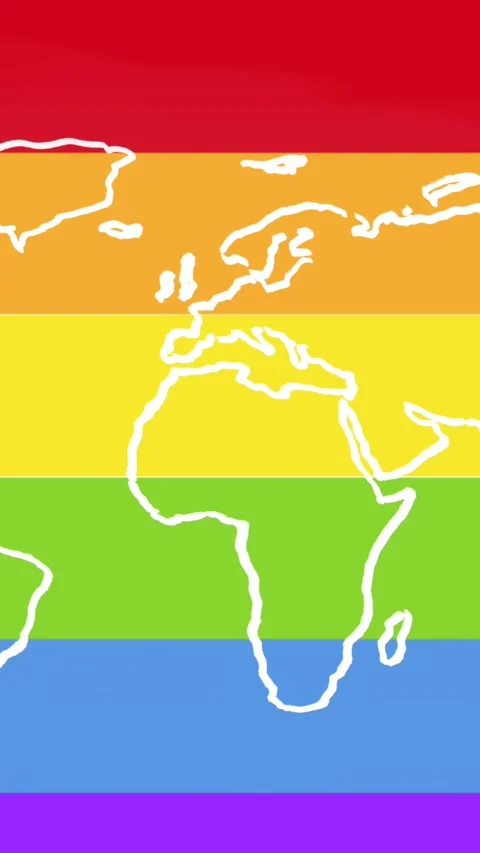 Animation of world map on rainbow background Stock Footage 342225627