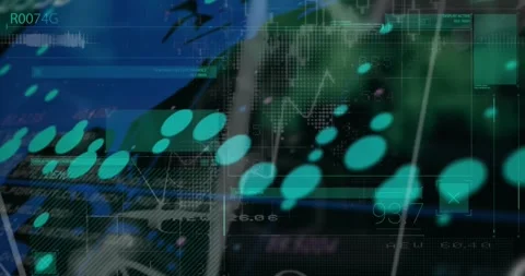 Animation of world map, statistics and data processing Stock Footage 329169421