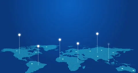 Animation world map tech pixel Video stock 313800210