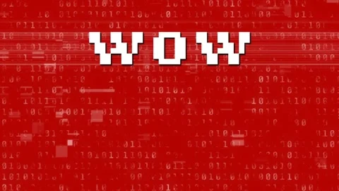 Animation of wow text with binary coding on red background Stock Footage 220398601